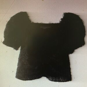 Black Fuzzy Short Sleeve Top